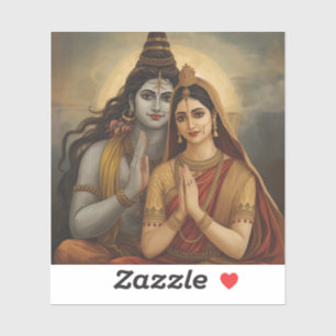 Mahadev und Mata Parvati Malerei Kunst Aufkleber
