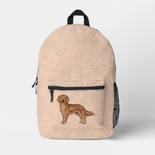 Mahagoni-Rot Golden Retriever Süßer Cartoon-Hund Bedruckter Rucksack