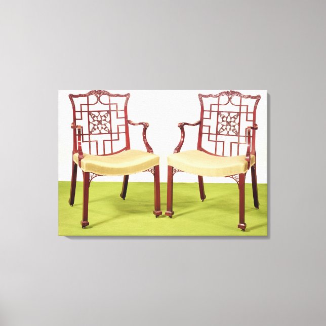 Mahagoniholz aus Chippendale Leinwanddruck (Vorderseite)