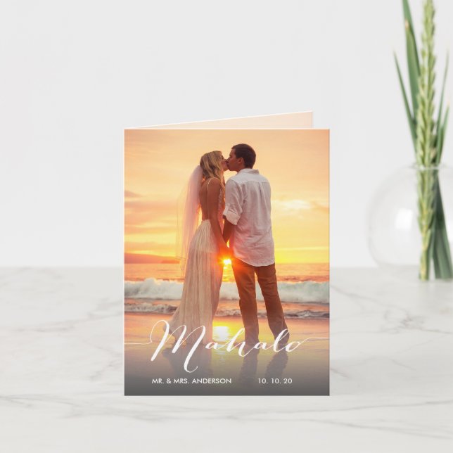 Mahalo 2 Foto-Hochzeit danken Ihnen Dankeskarte (Vorderseite)