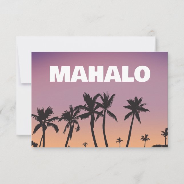 Mahalo Hawaii Sunset Palm Tree Gradient Postcard  Dankeskarte (Vorderseite)