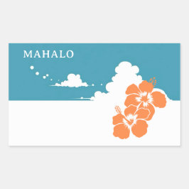 MAHALO Hibiscus Blue Sky Rectangle Rechteckiger Aufkleber