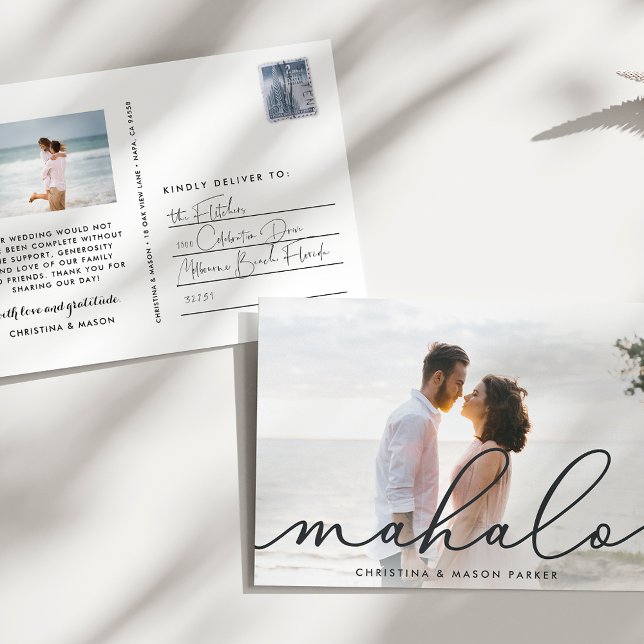 Mahalo | Hochzeitsszenario Foto Vielen Dank Postkarte (Von Creator hochgeladen)