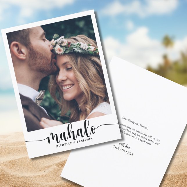 Mahalo Modern Elegante Wedding Danke Foto Card (Von Creator hochgeladen)