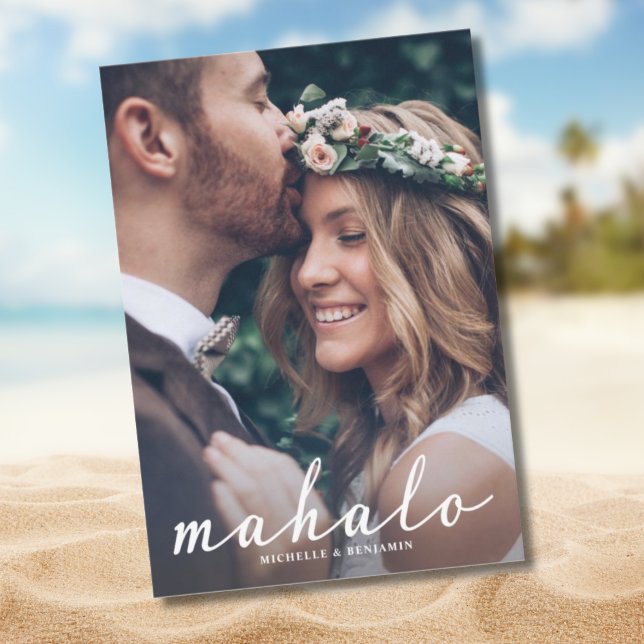 Mahalo Modern Elegante Wedding Danke Foto Card (Von Creator hochgeladen)