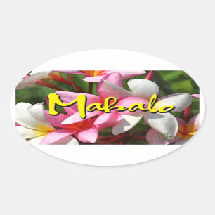 Mahalo Plumeria-Ovalaufkleber Ovaler Aufkleber