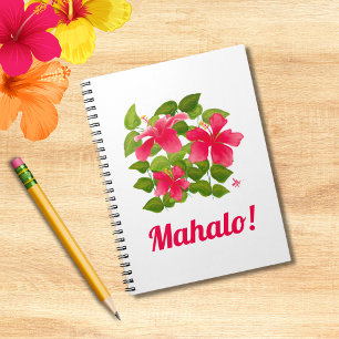 Mahalo! Rosa Hawaiianischer Hibiskus Malerei Notizblock