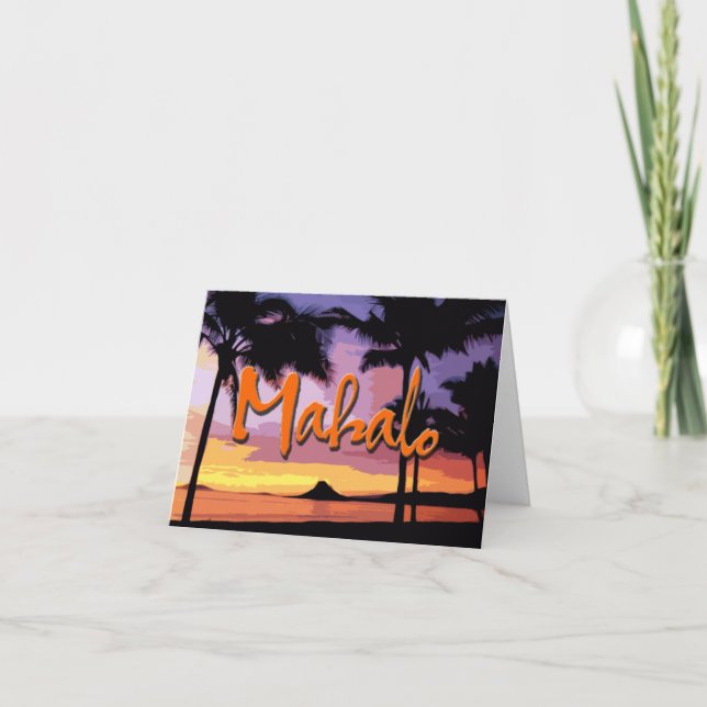 Mahalo Sunset Notecard Dankeskarte (Vorderseite)