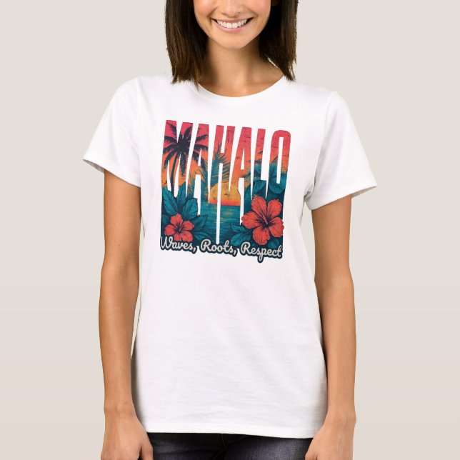 MAHALO Sunset Typografie - Küstenkül Kunst T-Shirt (Vorderseite)