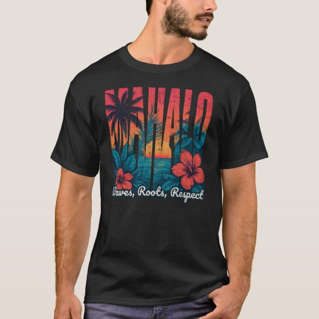 MAHALO Sunset Typografie - Küstenkül Kunst T-Shirt (Vorderseite)