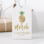 Mahalo Tropical Hawaiian Ananas Wedding White Geschenkanhänger<br><div class="desc">Mahalo Tropical Hawaiian Ananas Hochzeitsgeschenk-Tag für eine Hawaii Hochzeit in Urlaubsort Empfang oder Probe Dinner Gefallen. Der Name und das Datum können auf diesem Geschenk Tag aktualisiert werden.</div>