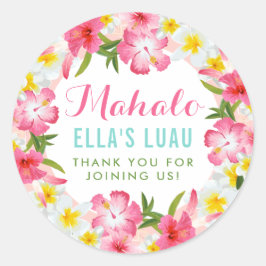 Mahalo Tropical Pink Floral Lei Vielen Dank Runder Aufkleber