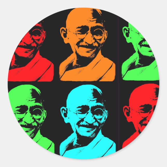 Mahatma Gandhi Collage Runder Aufkleber (Vorderseite)