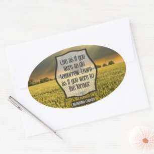 Mahatma Gandhi Inspiration Zitat "Live" Ovaler Aufkleber