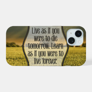 Mahatma Gandhi Inspirierender Spruch "Lebe" iPhone 15 Hülle