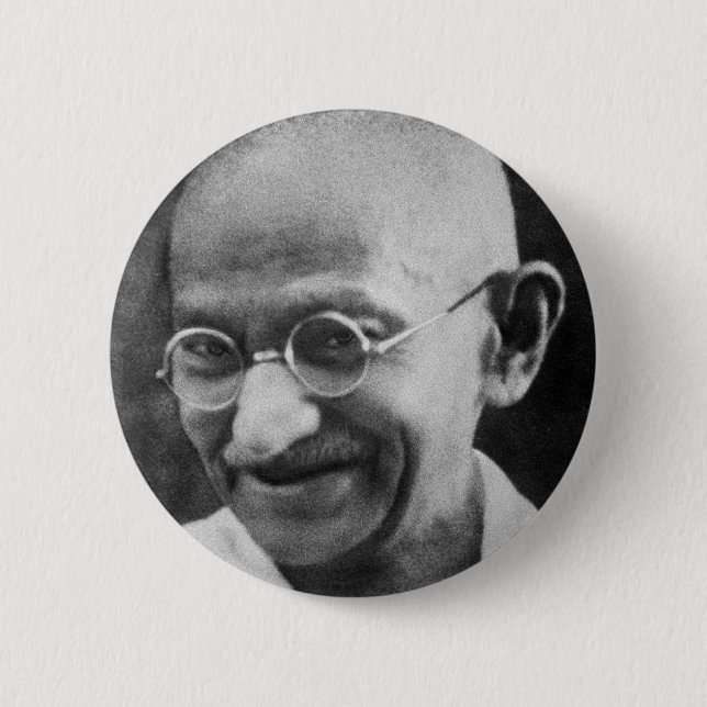Mahatma- Gandhiporträt-Fotografie Button (Vorderseite)