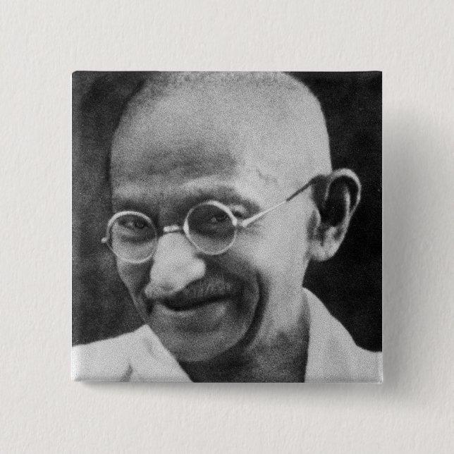 Mahatma- Gandhiporträt-Fotografie Button (Vorderseite)