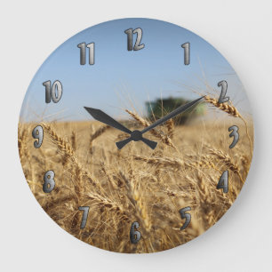 Mähdrescher auf dem Weizen-Gebiet Große Wanduhr