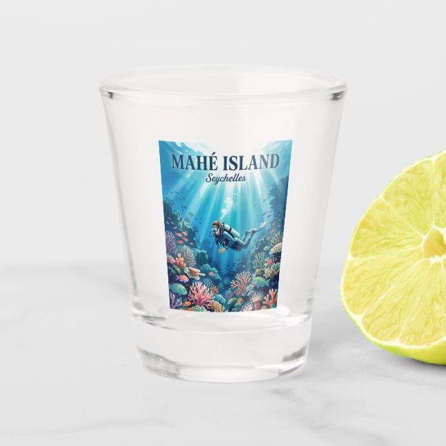 Mahé Insel Seychellen Schnapsglas (Vorderseite)