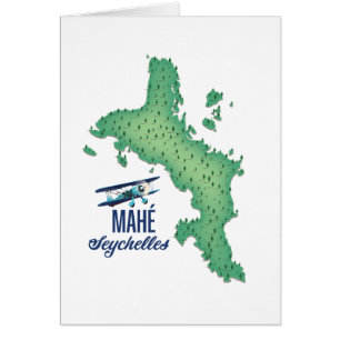 Mahé, Seychellen Vintage Karte
