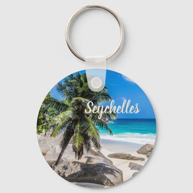 Mahe Seychelles Carana Beach Geschenk Schlüsselanhänger (Vorderseite)