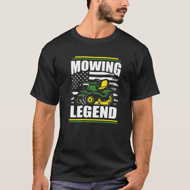 Mähen Legend Lawn Mower American Flag Fathers Da T-Shirt (Vorderseite)