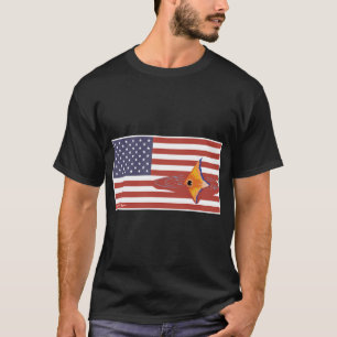 Mahi-Mahi-Amerikanischer-Flaggen-Abzeichen T-Shirt