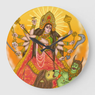 Mahishasur Mardini Durga Clock Große Wanduhr