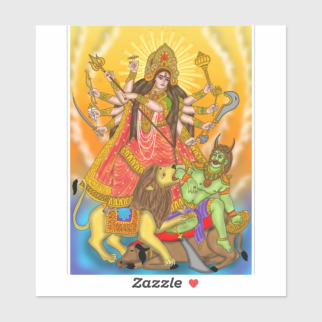Mahishasur Mardini Durga Stickers Aufkleber (Blatt)