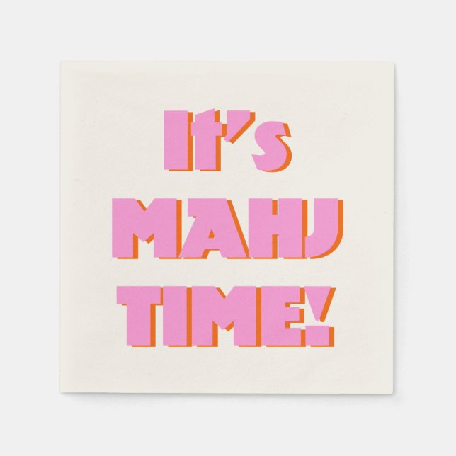 Mahj Mahjong Mah Jongg Pink Quote Cute Fun Serviette (Vorderseite)