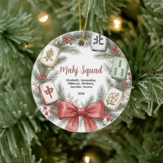 Mahj Squad Weihnachts-Mahjong-Gruppen-Weihnachtsgi Keramik Ornament