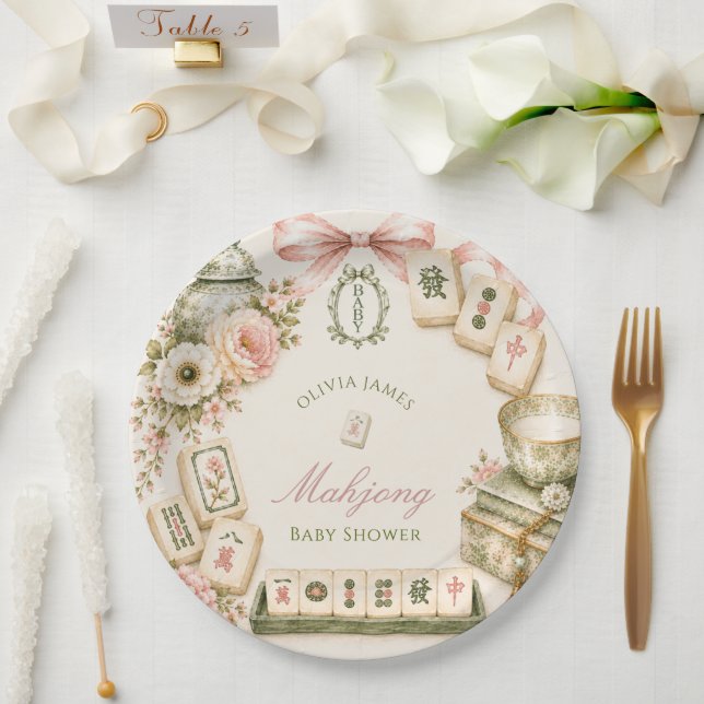 Mahjong-Baby-Party Pappteller (Hochzeit)