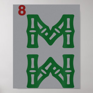 Mahjong Bambus Sozu Acht Bams Kachel Chinesisch Ma Poster