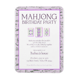 Mahjong Birthday Party Invitation, purple toile Magnet