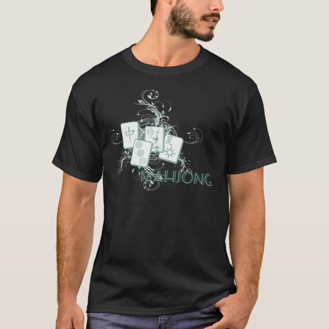 Mahjong blau T-Shirt (Vorderseite)