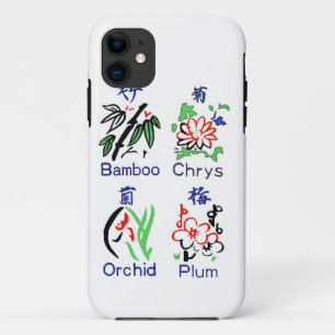 Mahjong Blumen-Anzüge, Blau, Rot, Grün, schwarz Case-Mate iPhone Hülle