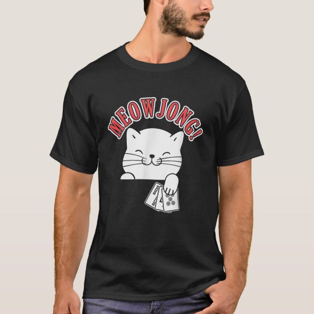 Mahjong Cat Player China Board Spiel MahJongg Soli T-Shirt (Vorderseite)