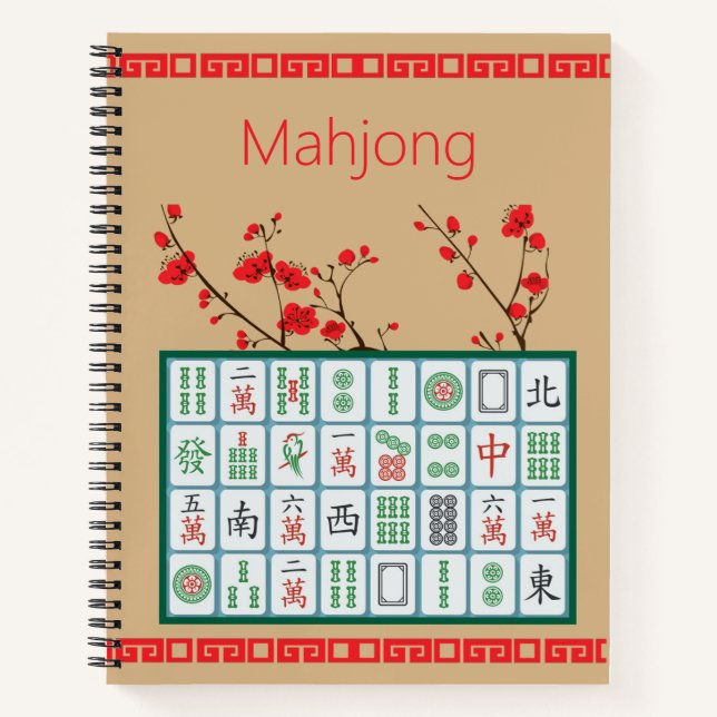 Mahjong Cherry Blossom Spiral Notebook Notizbuch (Vorderseite)