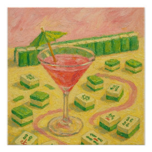 Mahjong Chic Painting Cocktail Poster
