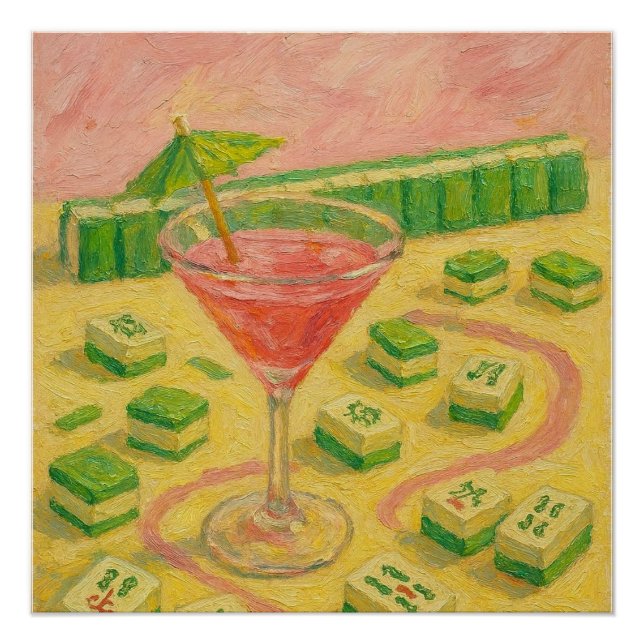 Mahjong Chic Painting Cocktail  Poster (Vorderseite)