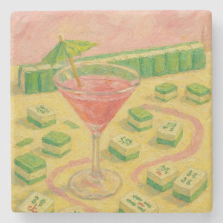 Mahjong Chic Painting Cocktail Steinuntersetzer