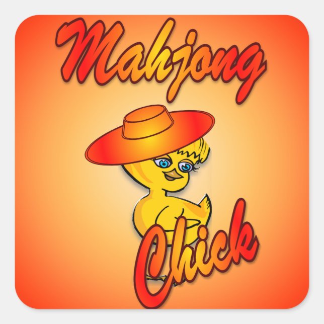 Mahjong Chick #5 Quadratischer Aufkleber (Vorderseite)