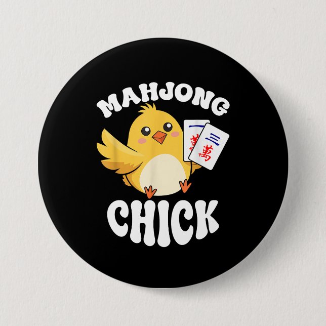 Mahjong Chick Chinese Board Game Player Button (Vorderseite)