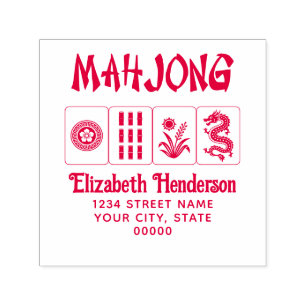 Mahjong chinesischer Stil Fester Text, 4 Steine, A Permastempel