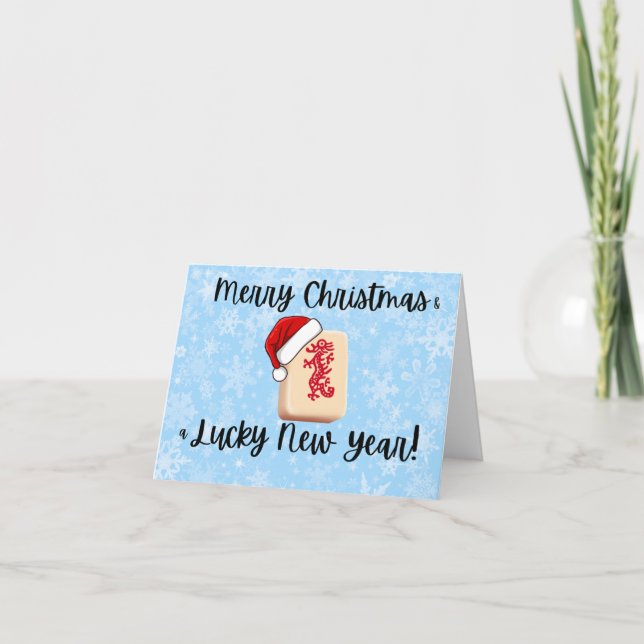 Mahjong Christmas Card Feiertagskarte (Vorderseite)