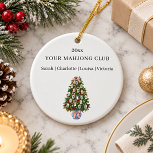 Mahjong-Club-Mitglieder Namen Weihnachten Keramik Ornament