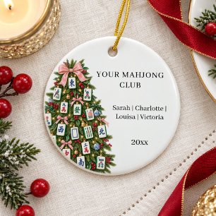 Mahjong-Club-Mitglieder Namen Weihnachtsbaum Keramik Ornament