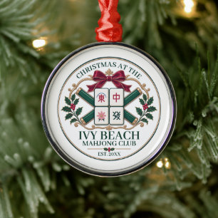 Mahjong Club Schmuckstück Weihnachten Grün Gold Wa Ornament Aus Metall