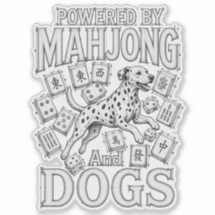 Mahjong- & Dalmatiner-Hundefreund-Geschenk Aufkleber