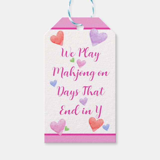 Mahjong Days Ende in Y Watercolor Valentine's Hear Geschenkanhänger (Vorderseite)